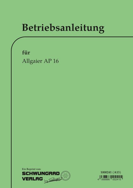 Allgaier – Betriebsanleitung für AP16