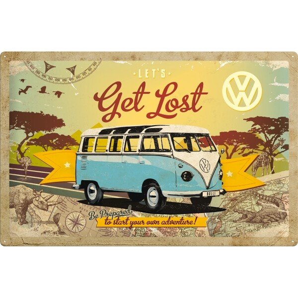 Blechschild VW Bulli – Let's Get Lost (40x60 cm)