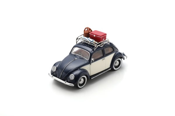 VW Käfer "Summer Holidays" mit Dachgepäckträger und Campingausrüstung, 1:43