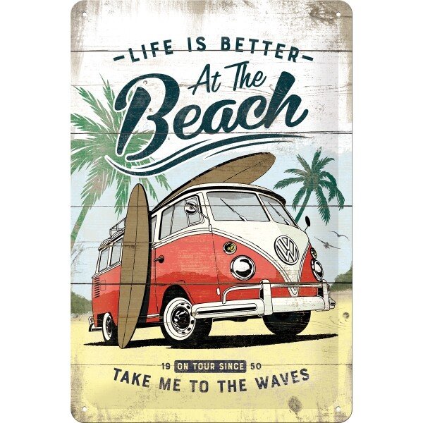 Blechschild VW Bulli – Beach (20x30 cm)