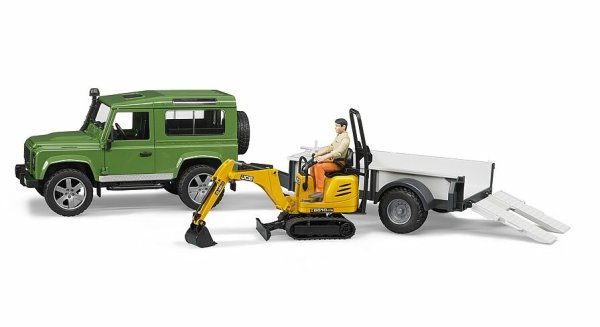 Land Rover Defender, Einachsanhänger, JCB Mikrobag.+Bauarbeiter