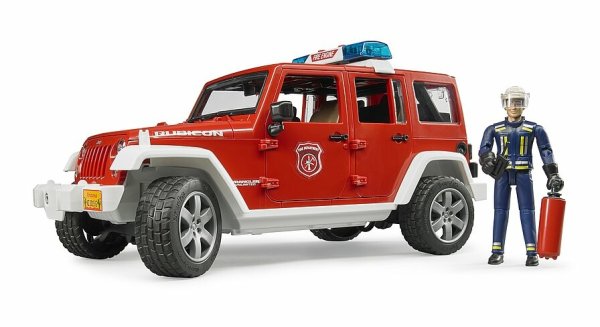 Jeep Wrangler Rubicon Unlimited Feuerwehreinsatzfahrzeug und Feuerwehrmann