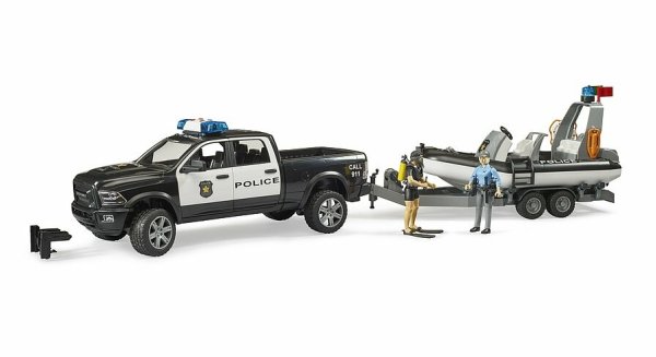 RAM 2500 Polizei Pickup mit L + S Modul, Anhänger, Boot und 2 Figuren