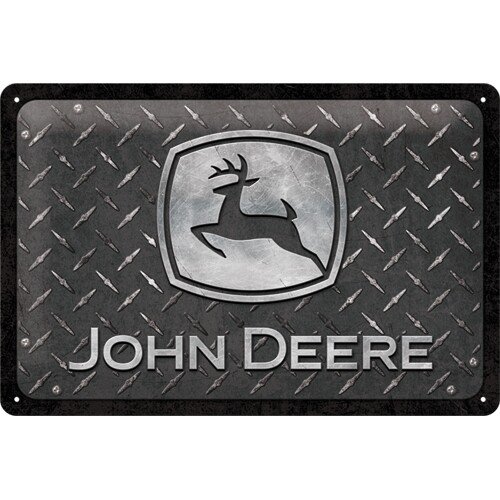 Blechschild John Deere – Diamond Plate Black (20x30 cm)