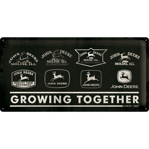 Blechschild John Deere – Growing Together (50x25 cm)