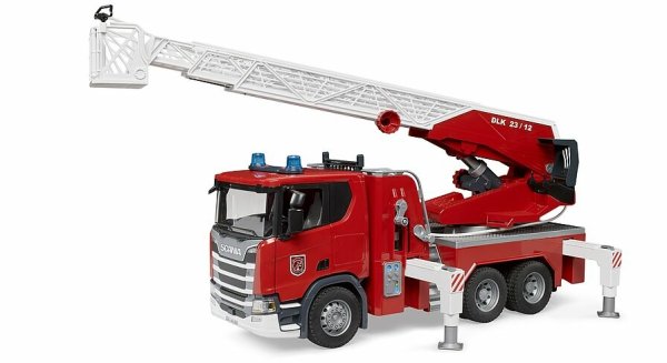 Scania Super 560R Feuerwehr mit Drehleiter, Wasserpumpe und Light + Sound-Modul