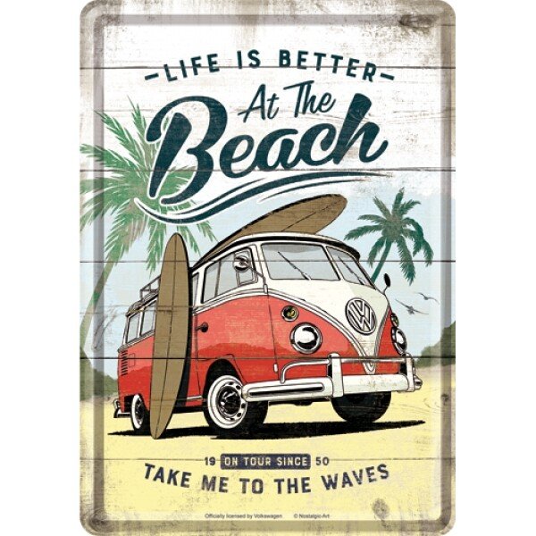 Blechpostkarte VW Bulli – Beach (10x14 cm)